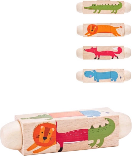 Puzzle rotatif en bois Woodyland Twist avec animaux