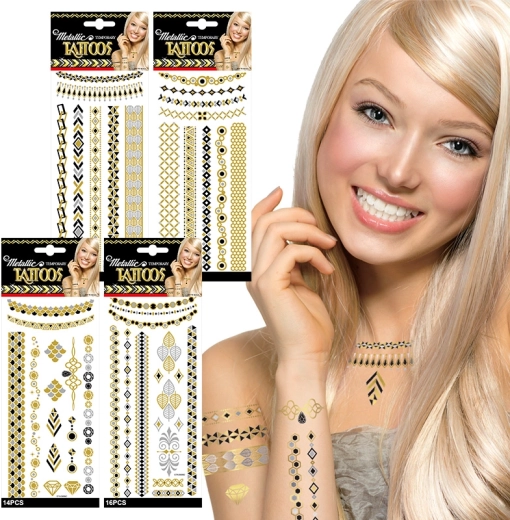 Tatouages temporaires métalliques – 4 styles