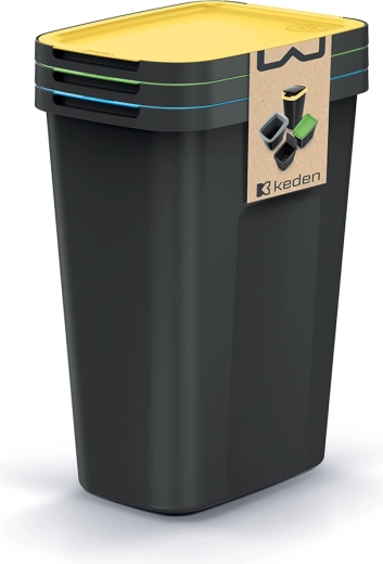Ensemble de poubelles COMPACTA Q FLAP PLUS 3×35 l, noir
