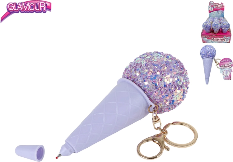 Porte-clés Glamour glace avec stylo violet