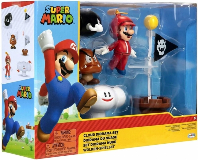 Diorama nuage Super Mario avec figurines