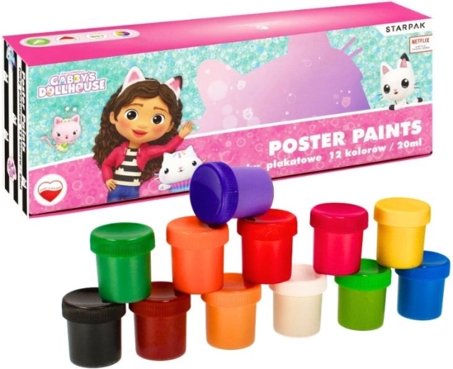 Peintures gouache Gabby’s Dollhouse – set de 12 couleurs 20 ml