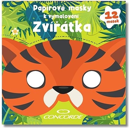 Masques en papier à colorier – animaux CONCORDE, lot de 12 pièces