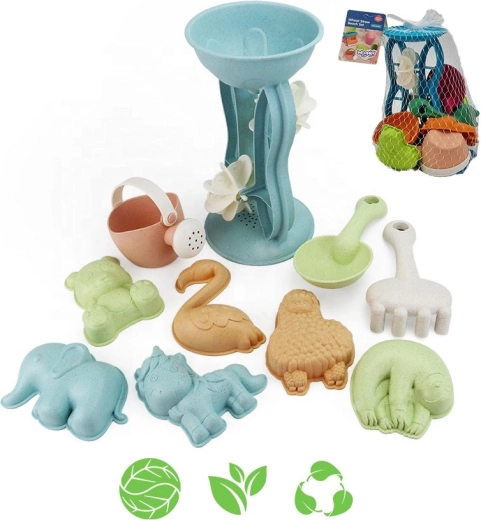 Woopie Green set écologique pour le sable avec moulin et arrosoir, 10 pièces
