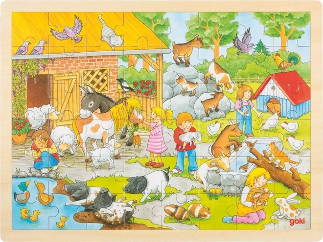 Puzzle en bois Goki Zoo d'enfants 48 pièces