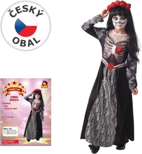 Costume de carnaval pour enfant, mariée zombie, 120–130 cm
