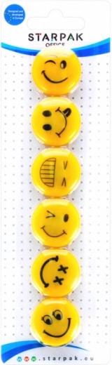 Aimants smileys 3 cm (lot de 6 pièces)
