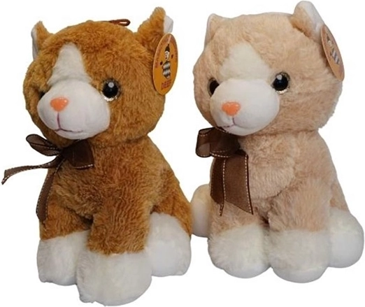 Chat en peluche assis avec miaulement – 2 couleurs