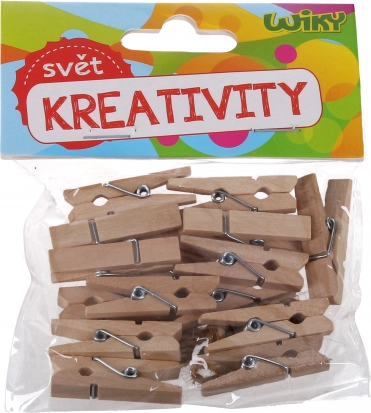 Pinces à linge en bois 2,5 cm, 25 pcs avec ficelle