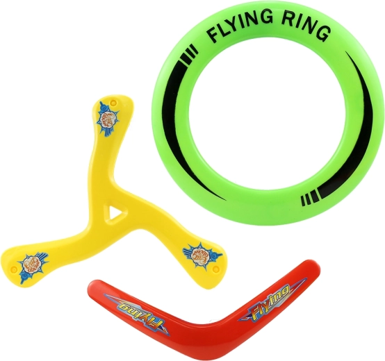Disques volants d’extérieur – set de 3 pièces (anneau, boomerang, boomerang triple)