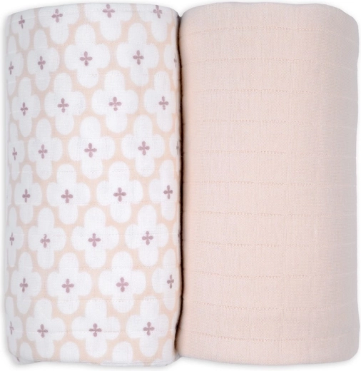 Swaddler Lodger en coton biologique 110 × 110 cm (2 pcs) – matcha/powder