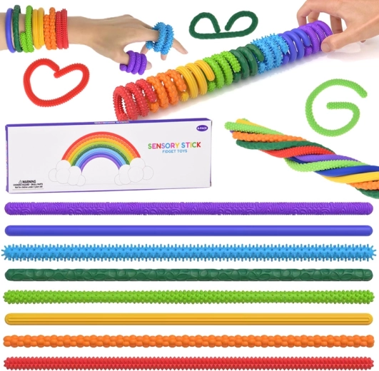 Bâtonnets sensoriels en silicone – fidget toys (8 pièces)