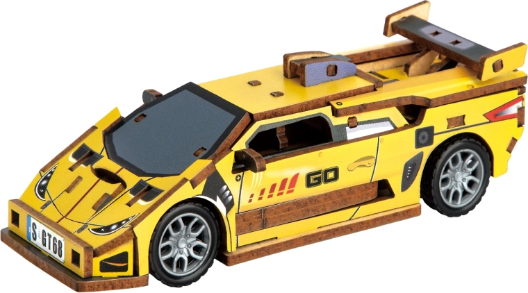 2Kids Toys puzzle 3D en bois voiture de sport jaune