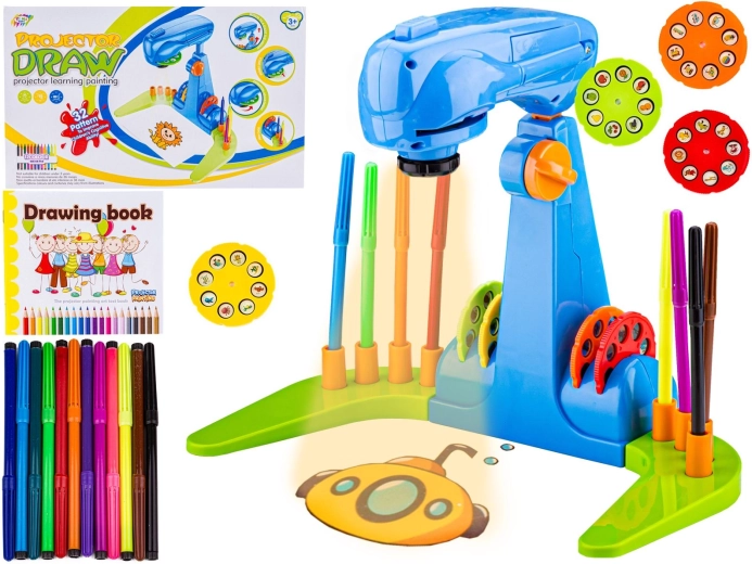 Projecteur pour enfants pour décalquer et dessiner avec accessoires – bleu