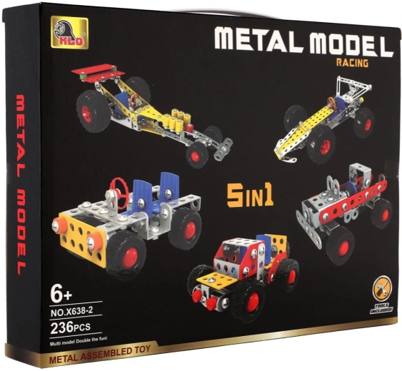 Kit de construction métallique 5-en-1 – voitures, 236 pièces