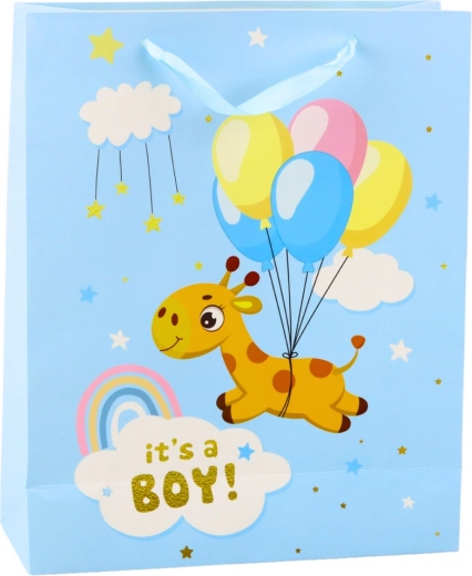 Sac cadeau It's a Boy girafe bleu