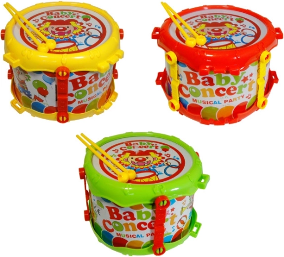Tambourin pour enfants coloré avec baguettes – motif cirque