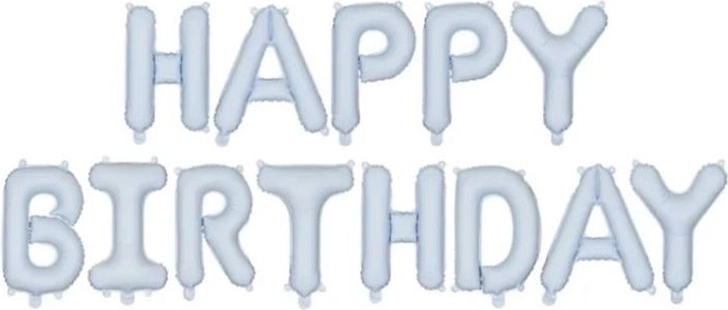 Ballon en aluminium Happy Birthday bleu mat 340 × 35 cm