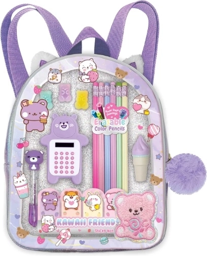 Mini sac à dos violet Hot Focus avec fournitures scolaires