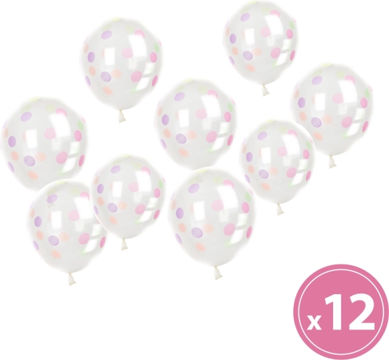 Ensemble de ballons transparents à pois colorés – 12 pièces