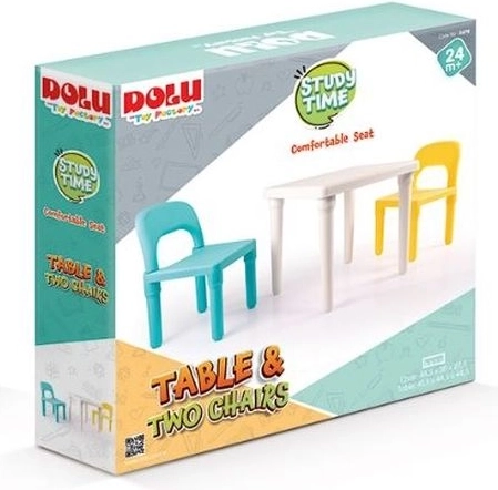 Ensemble enfant Dolu : table blanche et 2 chaises