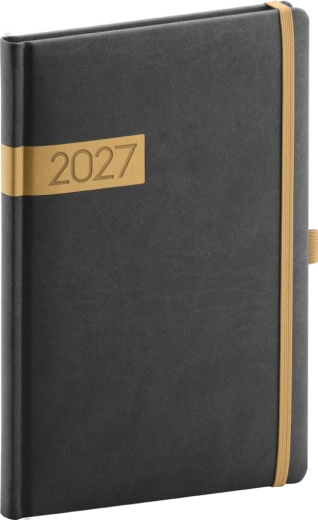 Agenda hebdomadaire Notique Twill 2027 noir-or 15 × 21 cm