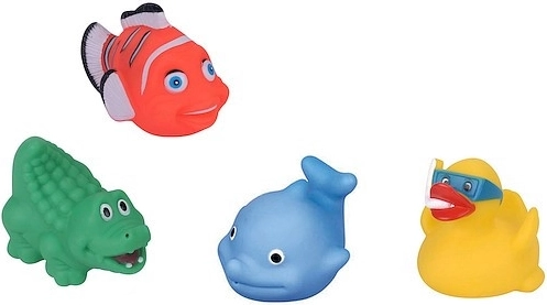 Ensemble de 4 jouets de bain en caoutchouc sifflants