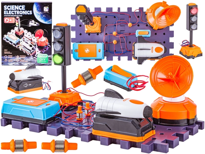 Kit d’expériences scientifiques avec circuit électronique – feu tricolore et fusée