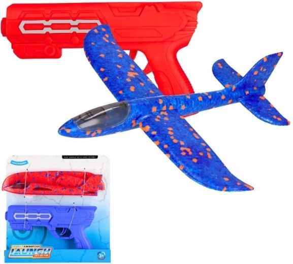 Avion planeur en mousse avec lanceur (2 couleurs)