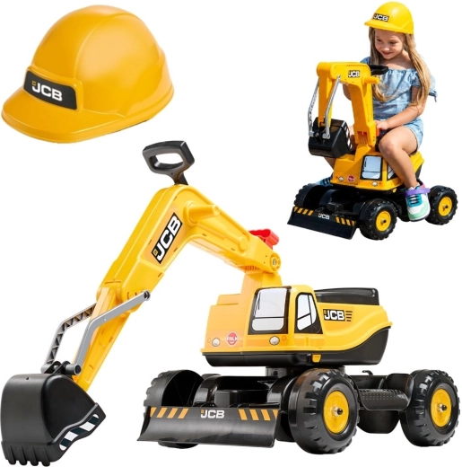 Porteur enfant excavatrice Falk JCB avec bras pivotant et casque