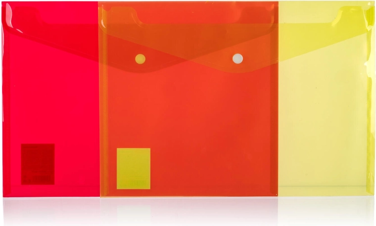 Chemises transparentes A4 à bouton-pression, assortiment de couleurs
