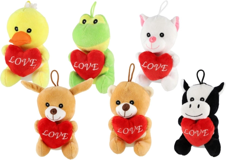Peluche en forme d’animal avec un cœur - 1 pièce