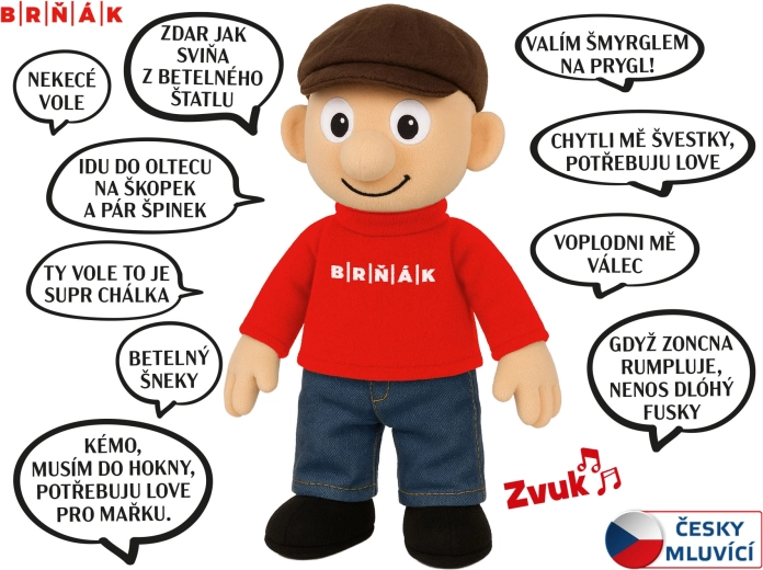 Poupée Brňák parlante – peluche 32 cm à piles