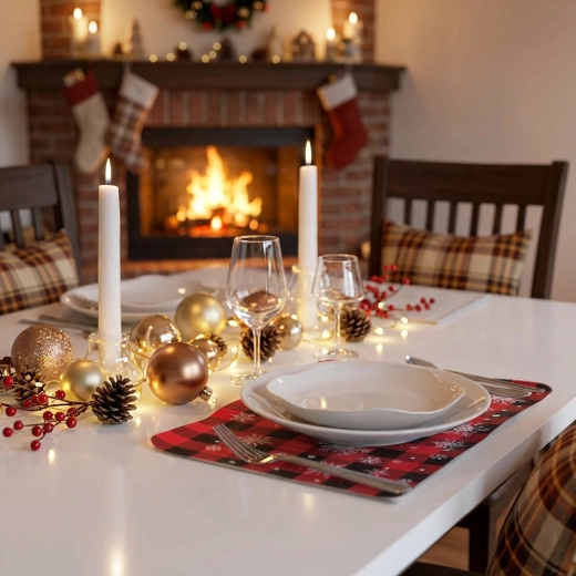 Set de table de Noël avec flocon de neige, 45 × 30 cm
