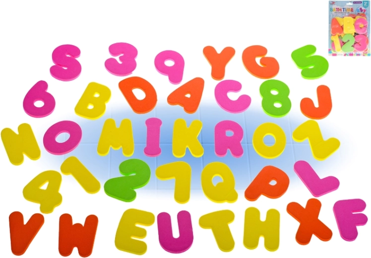 Lettres et chiffres en mousse pour le bain – set éducatif de 36 pièces