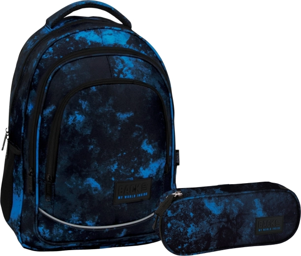 Set scolaire BackUP Ocean Deep 2-en-1 (sac à dos et trousse)