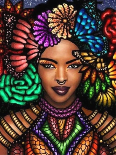 Peinture diamant Femme africaine 30 × 40 cm