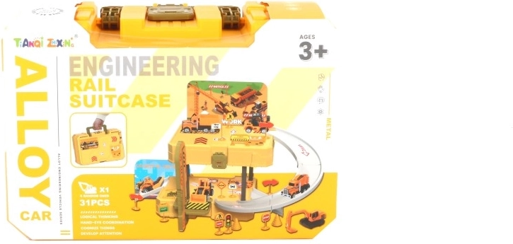 Set de jeu dans une valisette avec engins de chantier