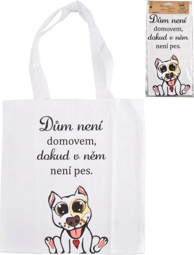 Sac en coton DOG HOME blanc 36 × 40 cm