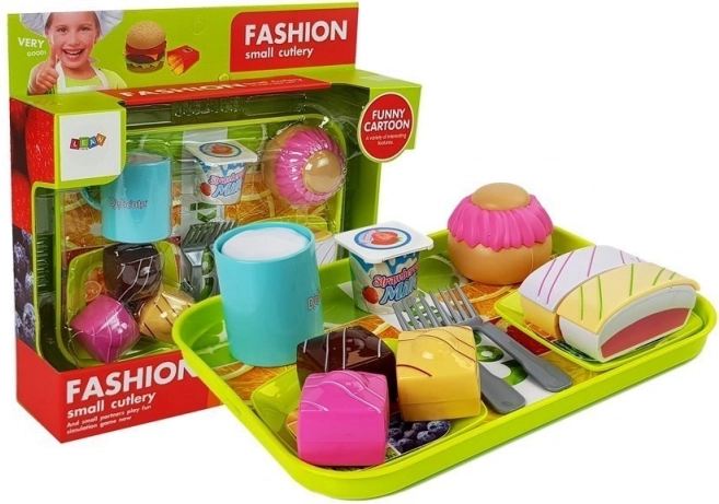 Set de jouets de desserts avec plateau