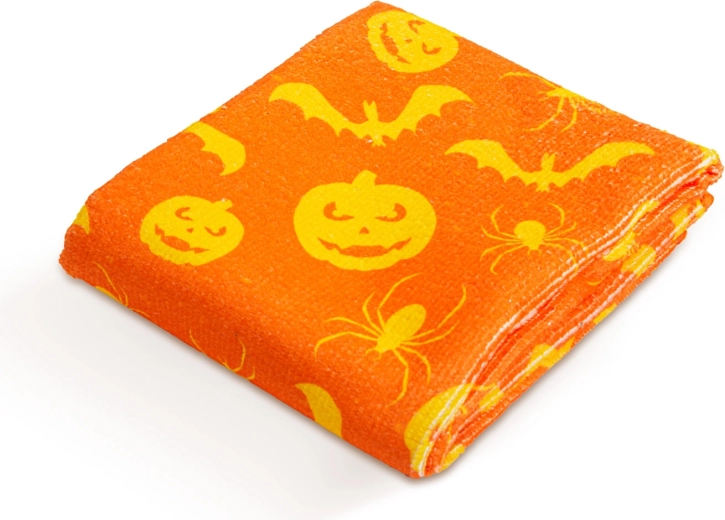 Chiffon en microfibre avec motif d'Halloween citrouille et chauve-souris orange 60 × 40 cm