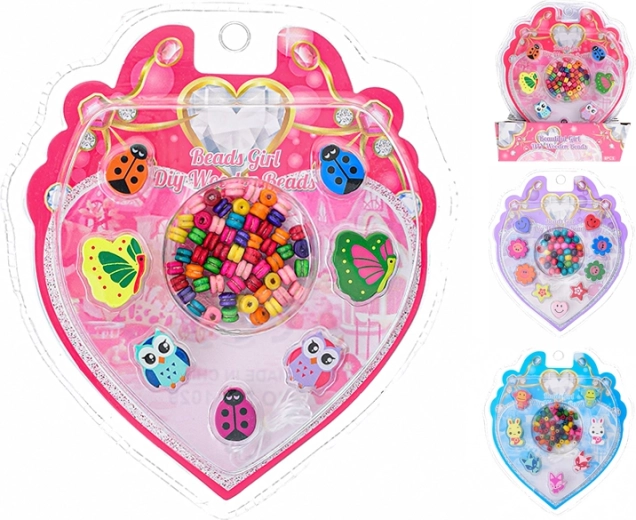 Perles en bois à enfiler pour enfants – coccinelles, fleurs et animaux (8 pcs)