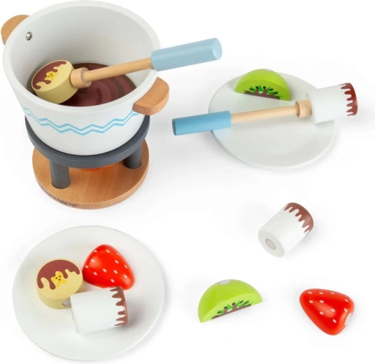 Bigjigs Toys set fondue en bois avec chocolat