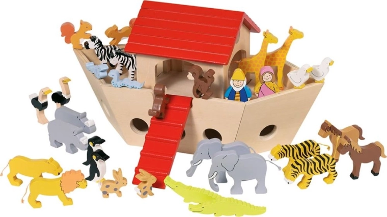 Arche de Noé en bois avec animaux