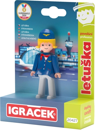 Efko Igráček hôtesse de l’air – figurine articulée avec valise