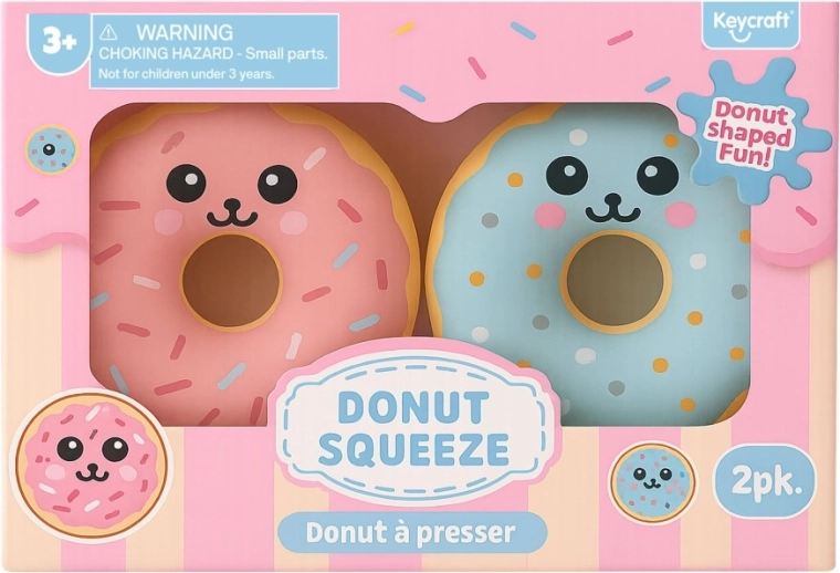 Beignet à presser avec visage – jouets antistress, lot de 2
