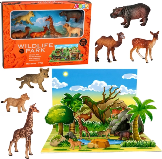 Ensemble de figurines d’animaux sauvages avec parc 3D