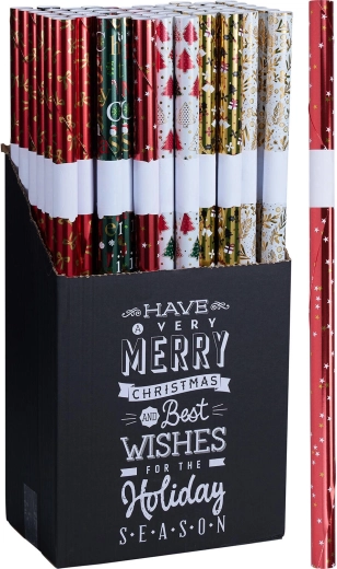 Papier cadeau de Noël 0,7 × 2 m, mix de décors - 1 pièce