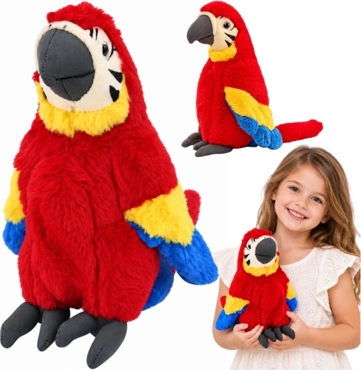Perroquet ara rouge en peluche 25 cm