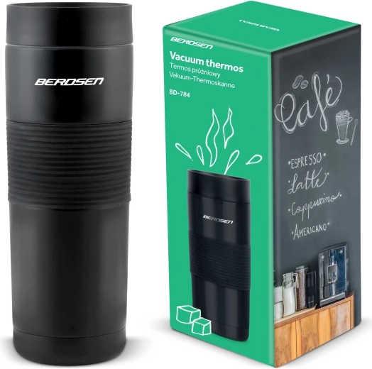 Thermos pour boissons 590 ml BERDSEN avec paille, noir